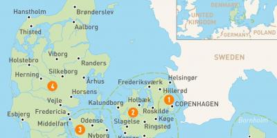 Danimarca mappa delle isole - Mappa della danimarca, isole (Europa del Nord - Europa)