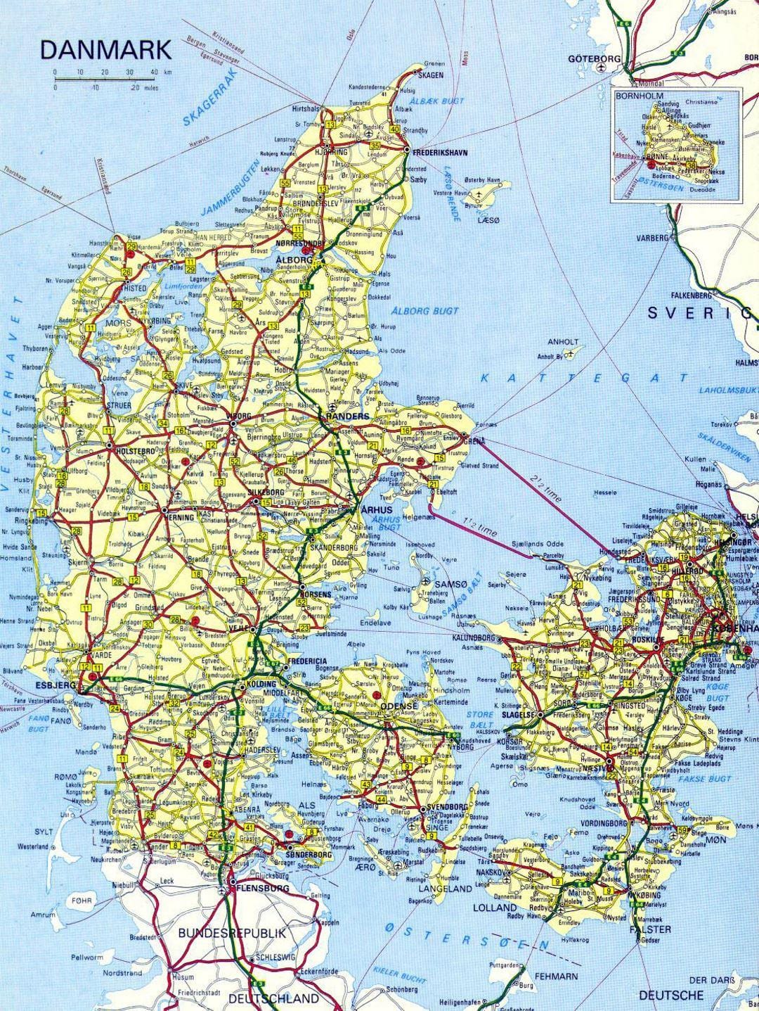 danimarca mappa con le città