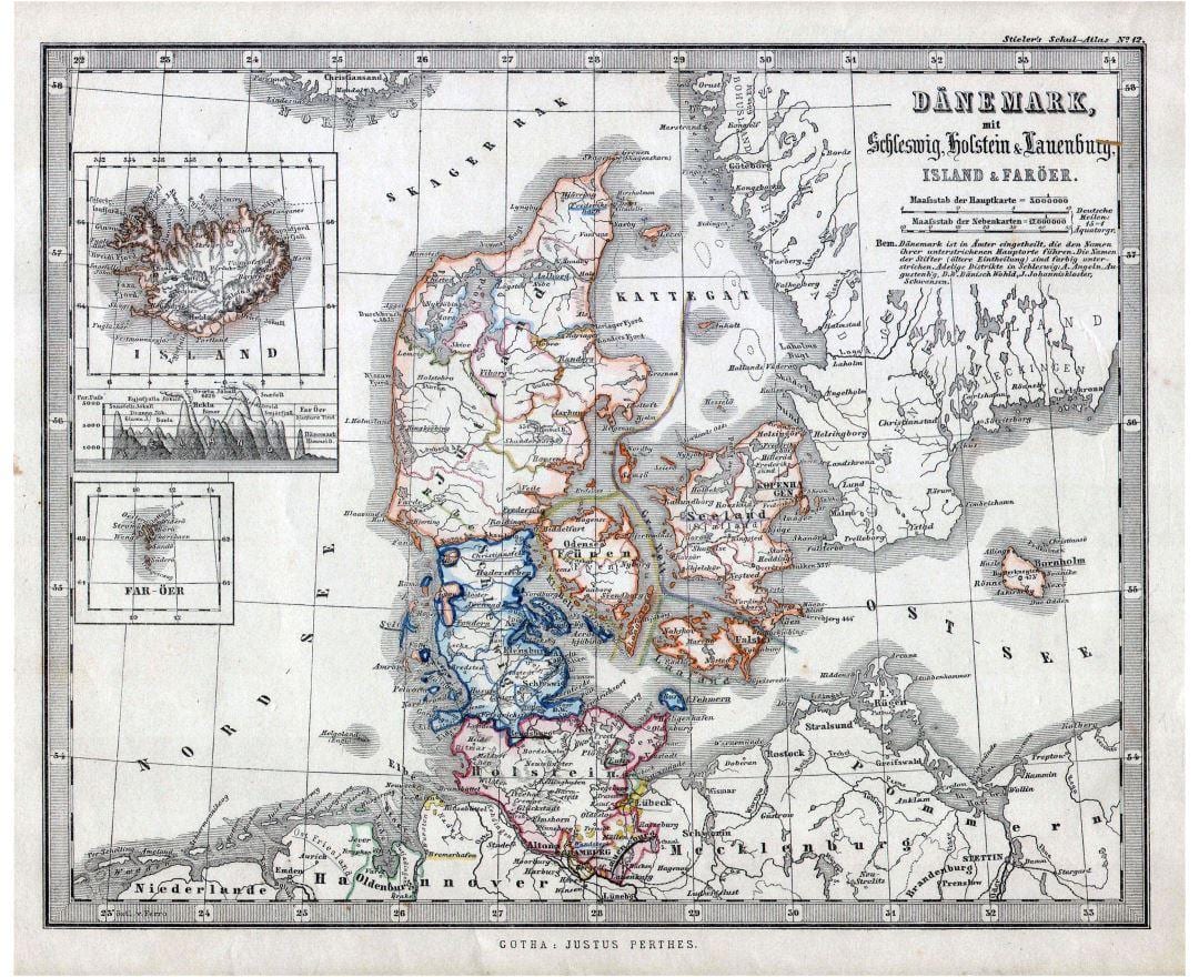 vecchia mappa della danimarca