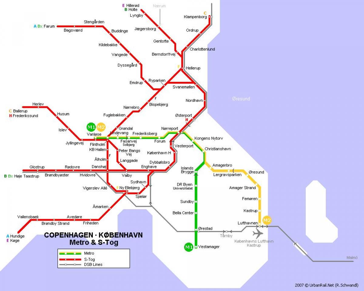 Mappa della danimarca metro 