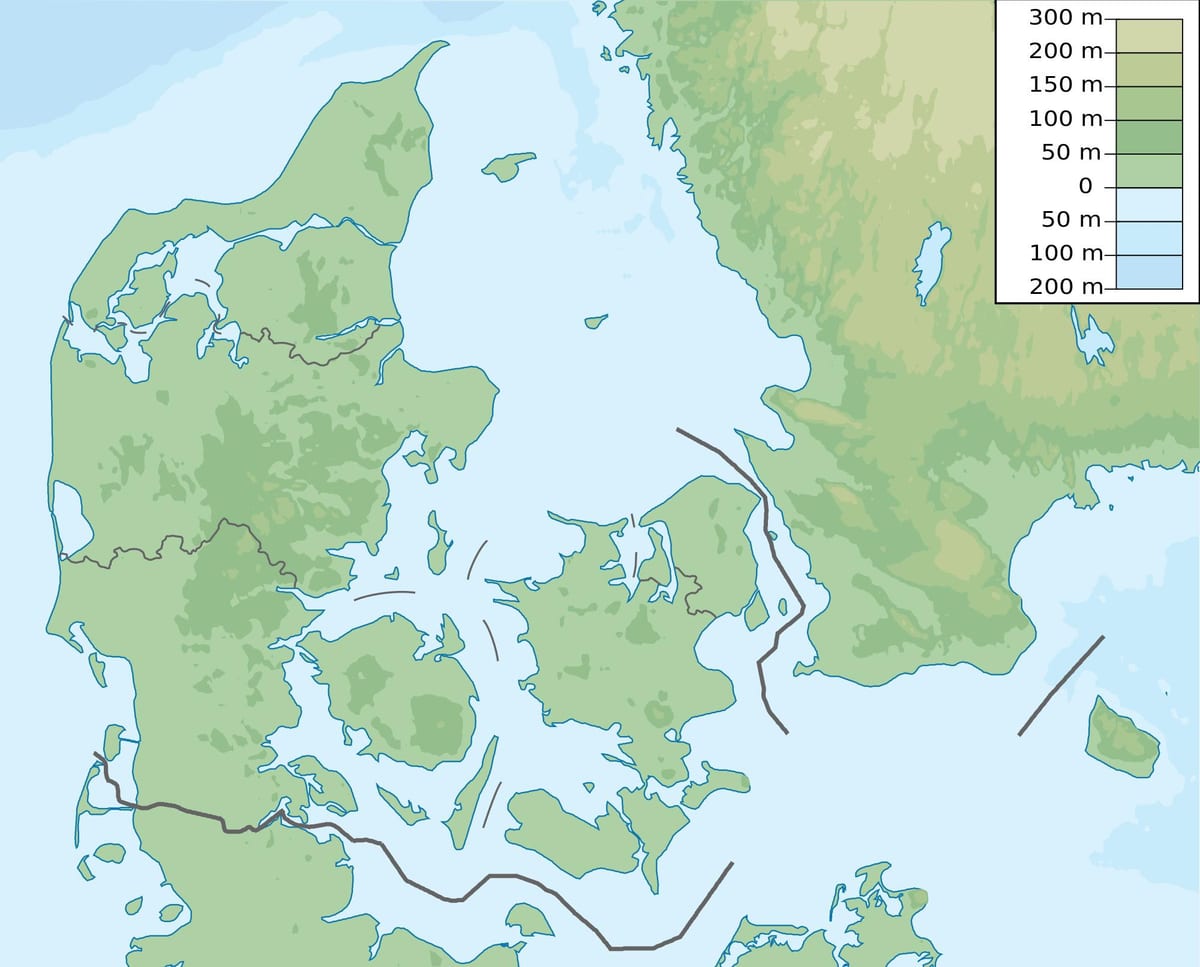 Mappa della danimarca elevazione