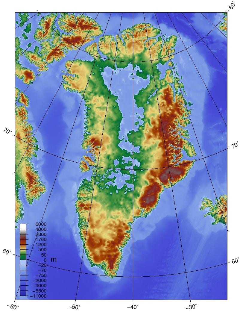 Mappa della danimarca topografica