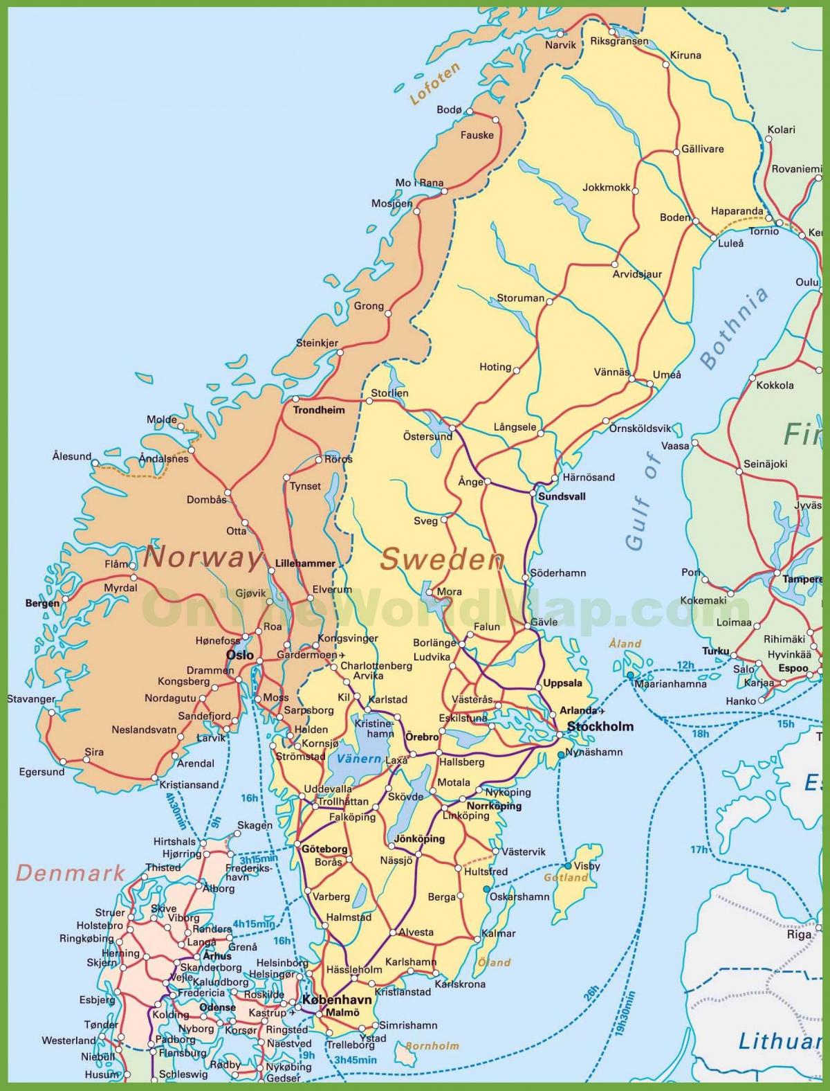 mappa di danimarca e norvegia