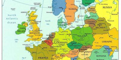 Mappa dell'europa che mostra danimarca