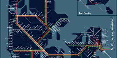 Mappa di treni in copenhagen, danimarca